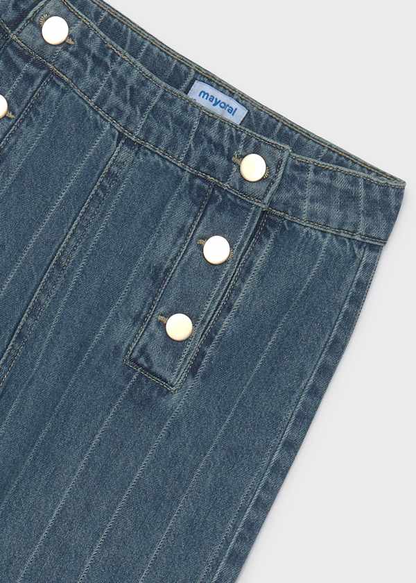 Denim Wide Leg Striped Jeans