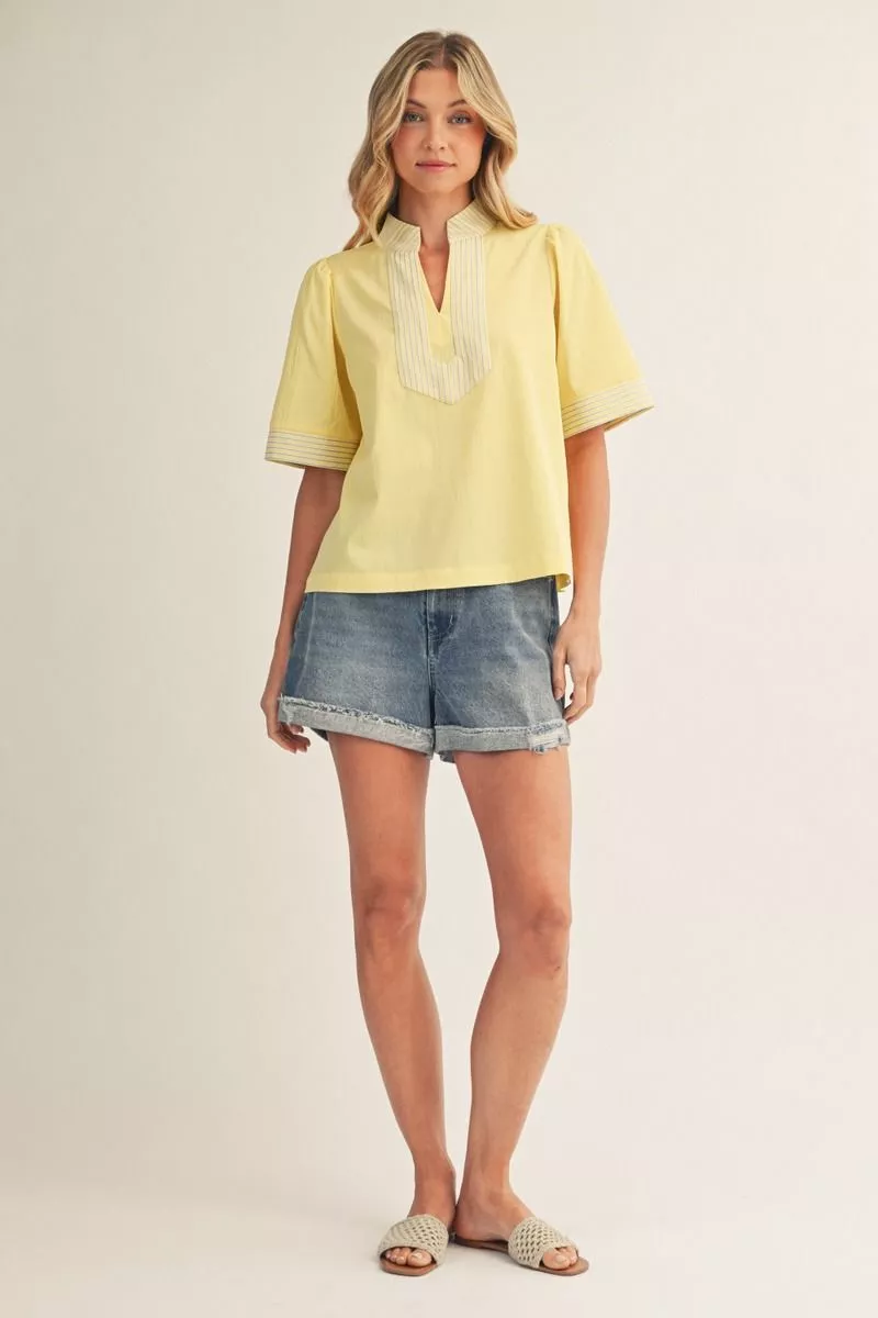 Butter Yellow Crinkle Top