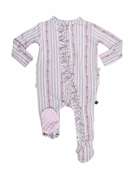 Josephine Ruffled Zippered Footie