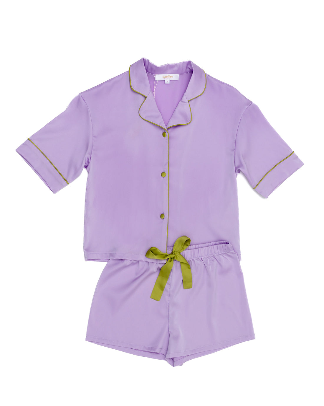 Lavender Silky Short Sleeve Pajama Set