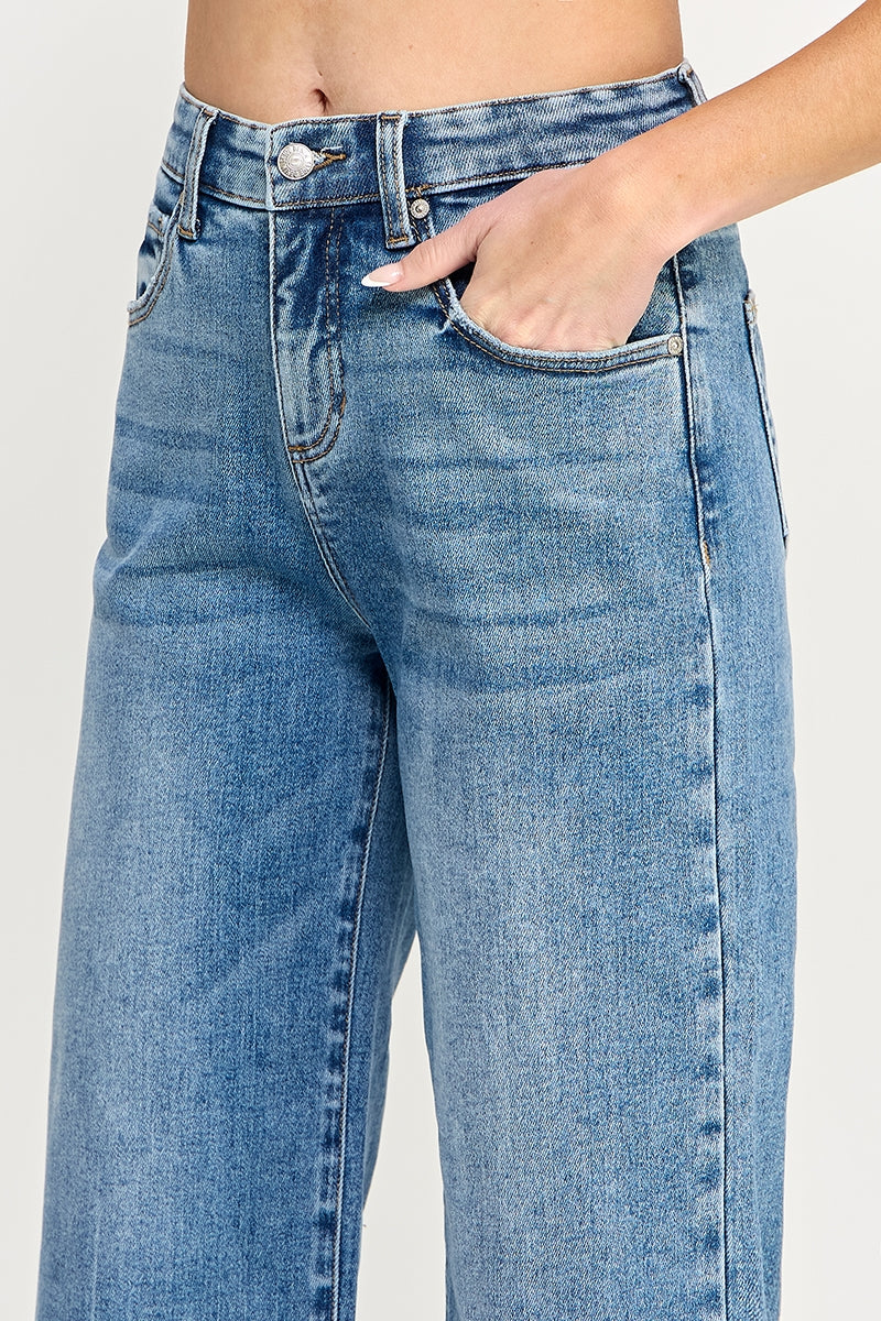 Released Hem High Rise Crop Wide Leg Jean