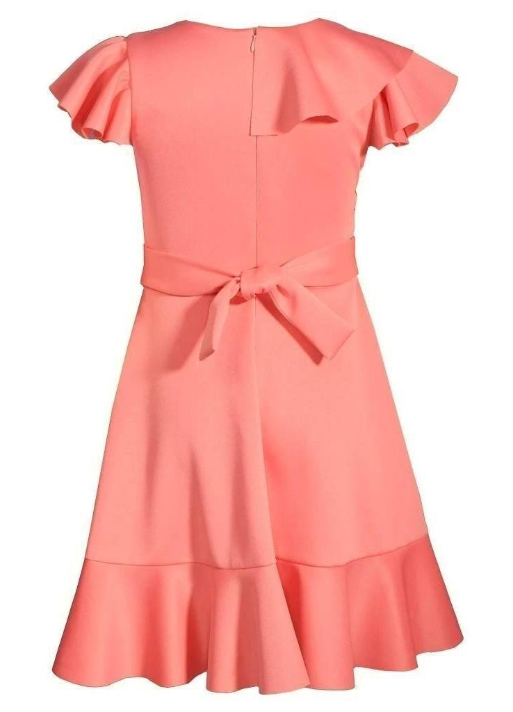 Coral Flutter Skater Dress