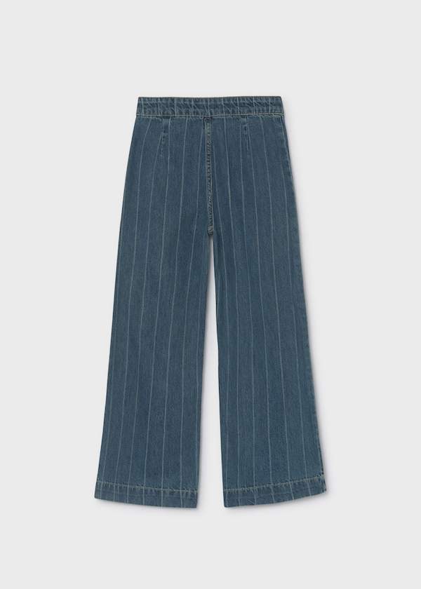 Denim Wide Leg Striped Jeans