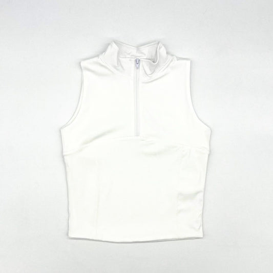 White Athletic Quarter Zip Top