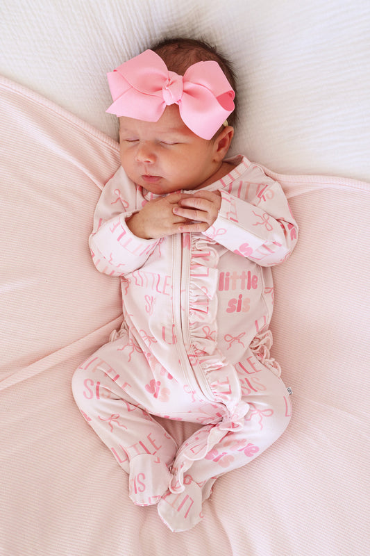 Little Sis Bow Ruffle Footie