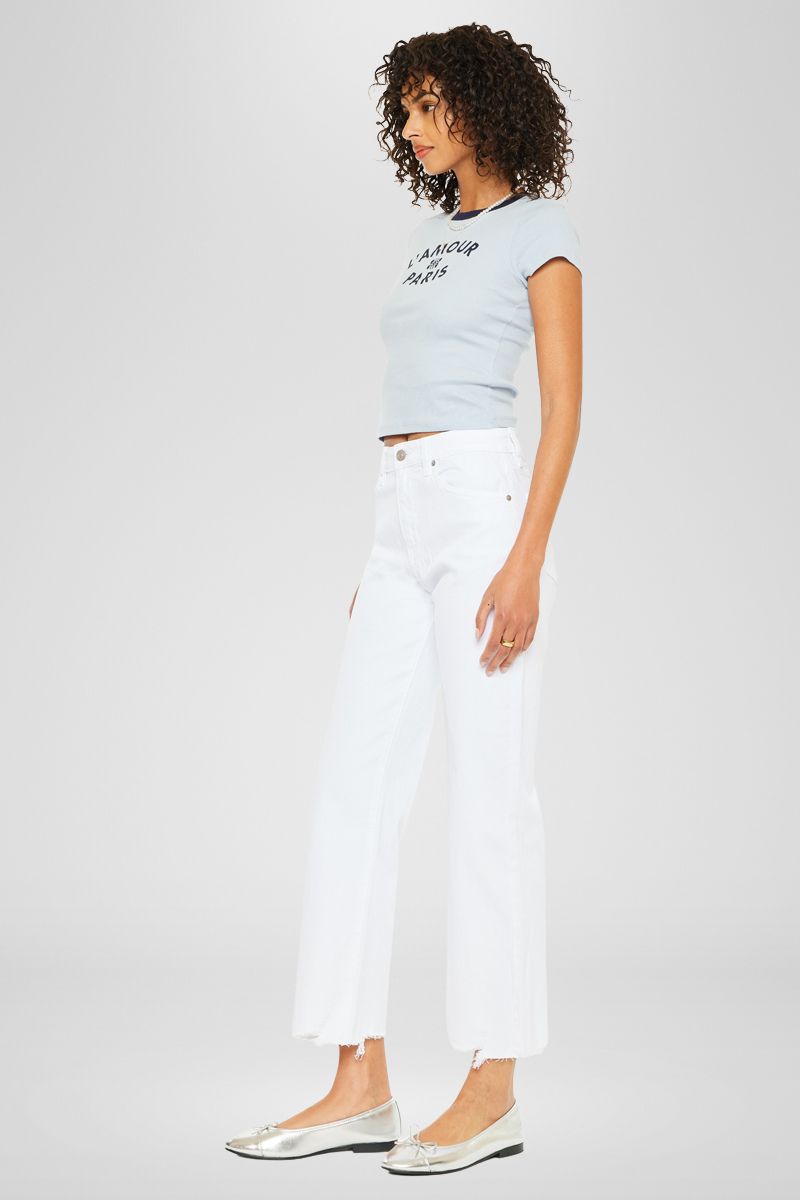 White Skyla High Rise Slim Wide