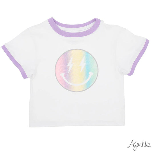 Glitter Pastel Smiley Boxy Tee