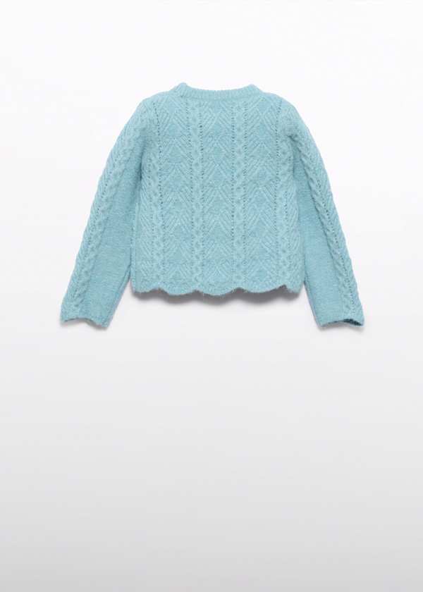 Blue Wavy Openwork Sweater