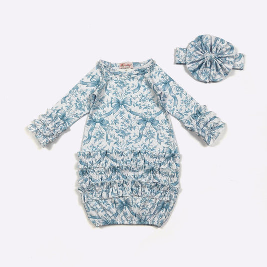 Azure Ribbon Baby Gown