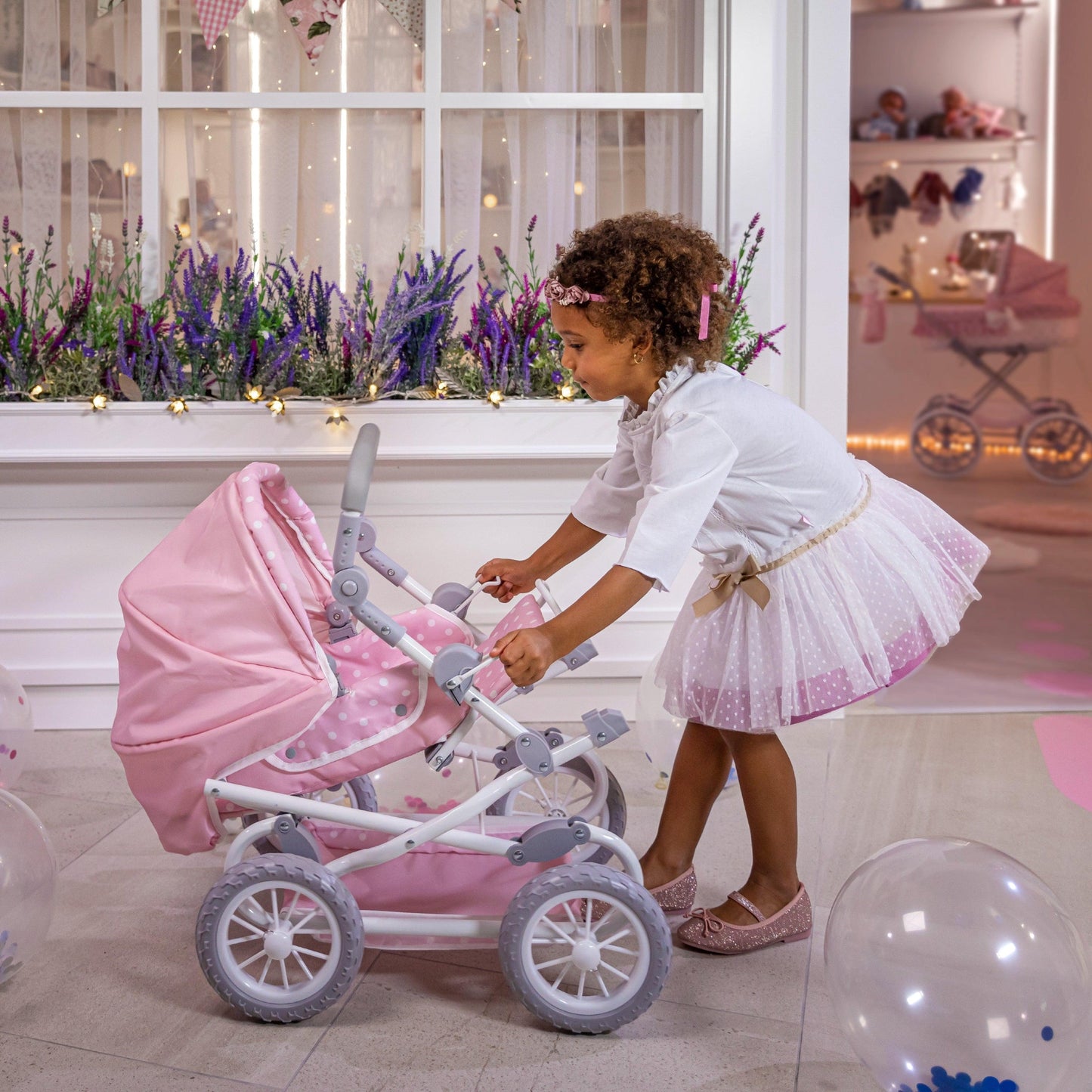 Pink Deluxe Foldable Stroller