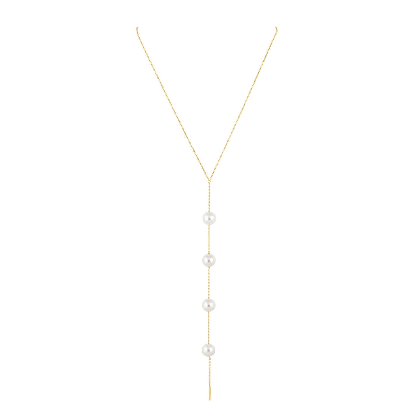 Gold Cindy Pearl Lariat Necklace
