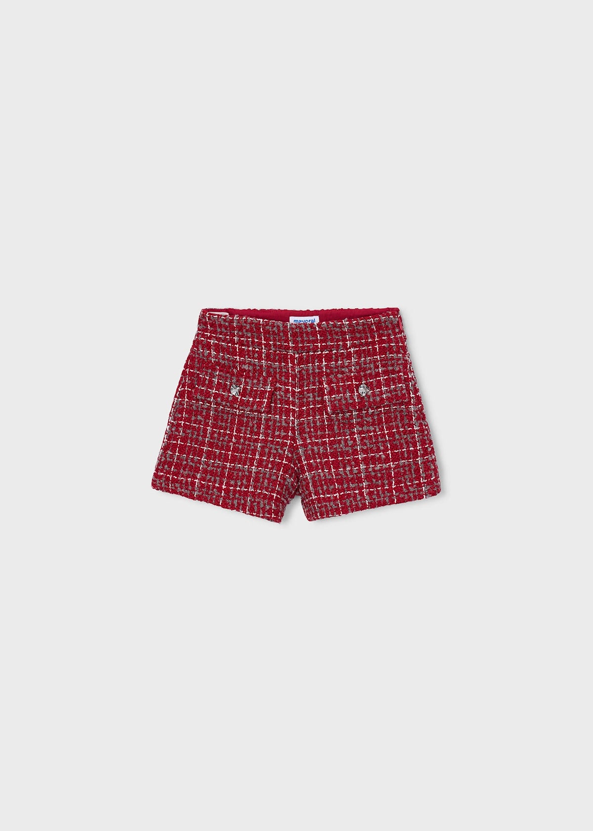Red Plaid Tweed Shorts