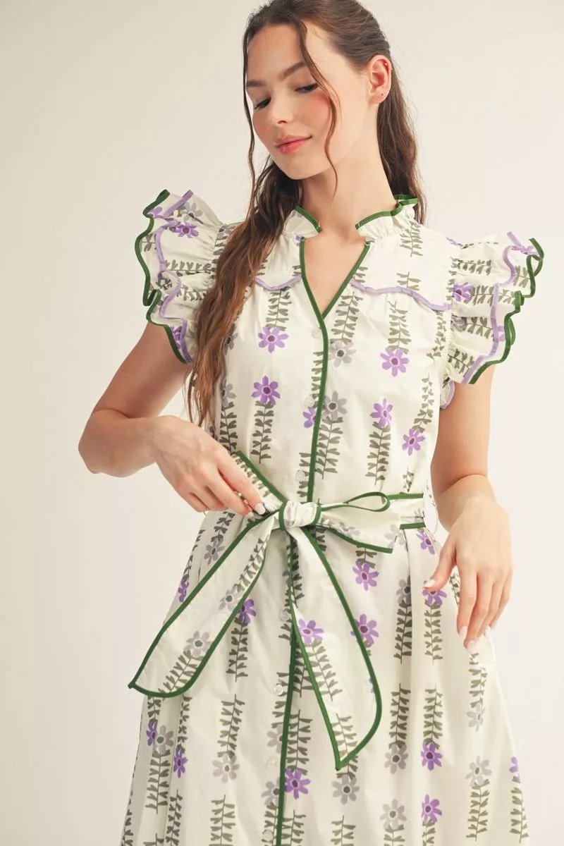 Floral Flutter Midi Dress
