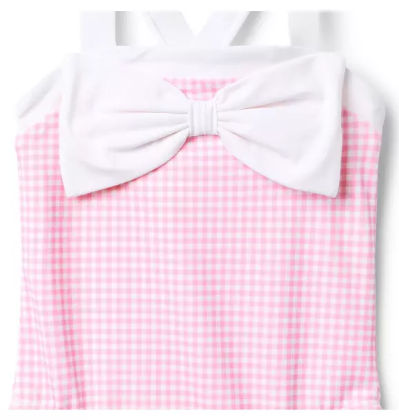 Tulip Pink Gingham Bow Swimsuit