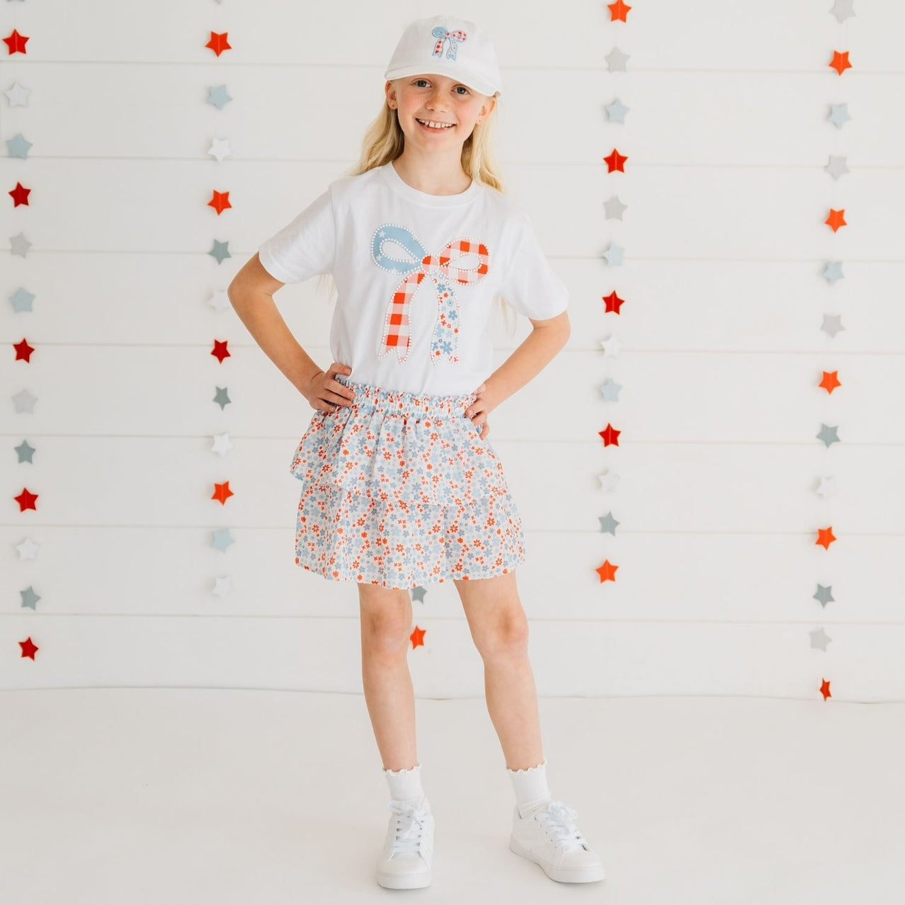 Patriotic Floral Skort