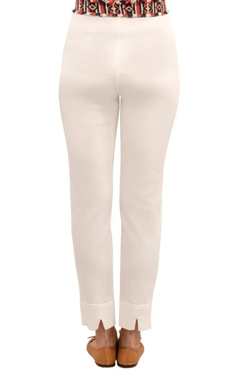 White Gripeless Denim Pull On Pant
