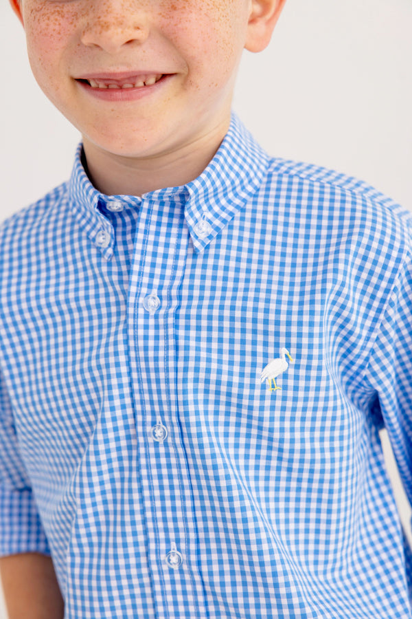 Sunrise Blvd Blue Mini Gingham Dean's List Dress Shirt