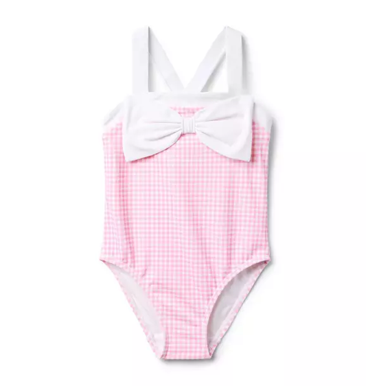 Tulip Pink Gingham Bow Swimsuit
