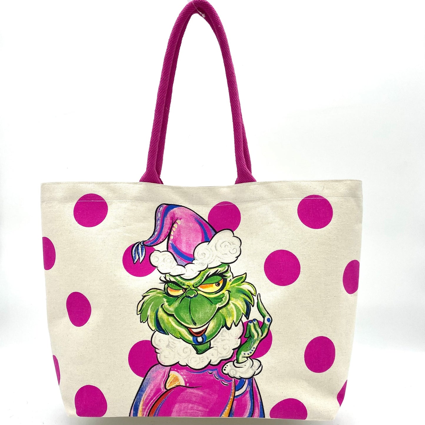 Pink Polka Grinch Tote