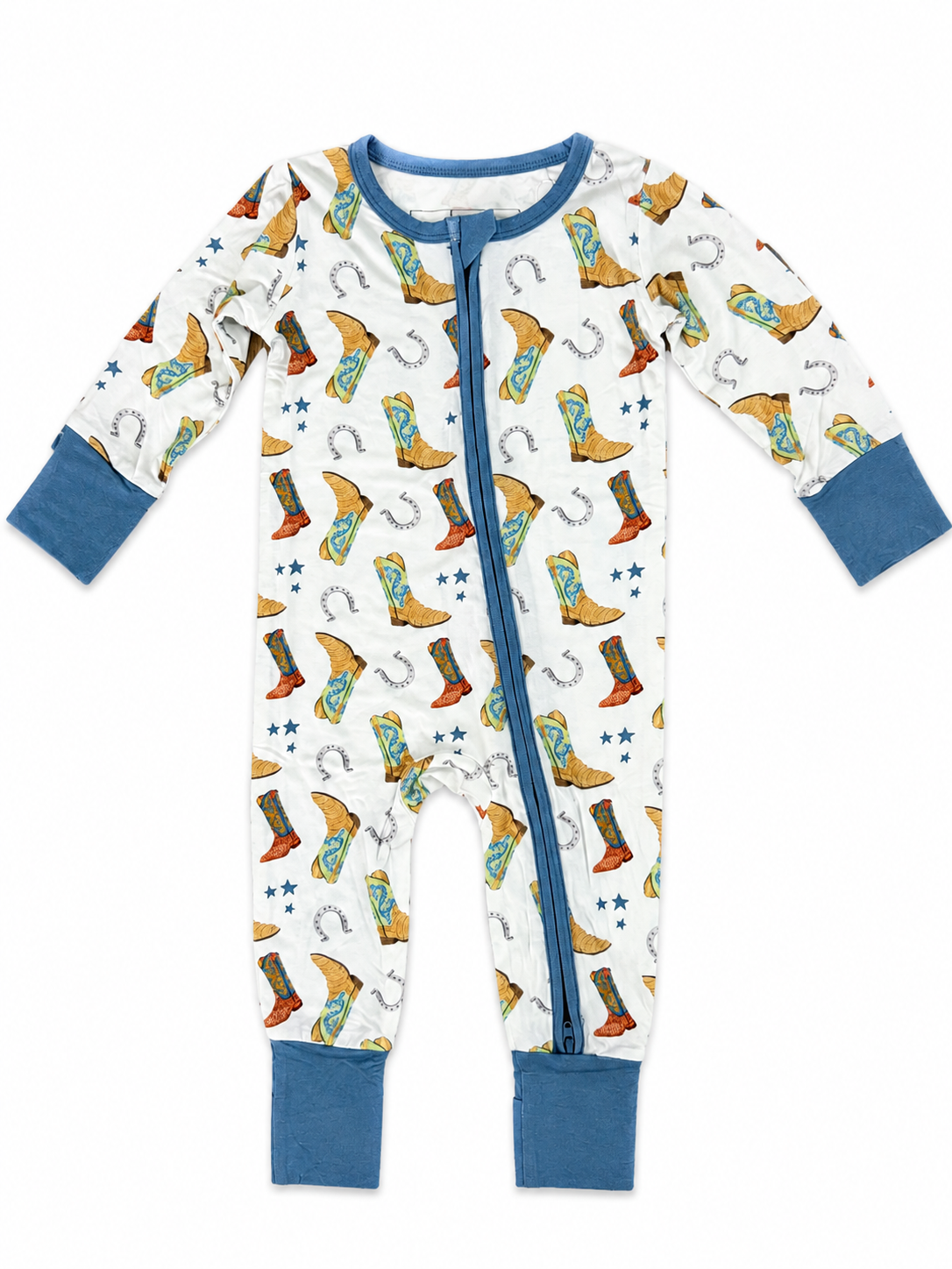 Blue Boots Zipper Romper