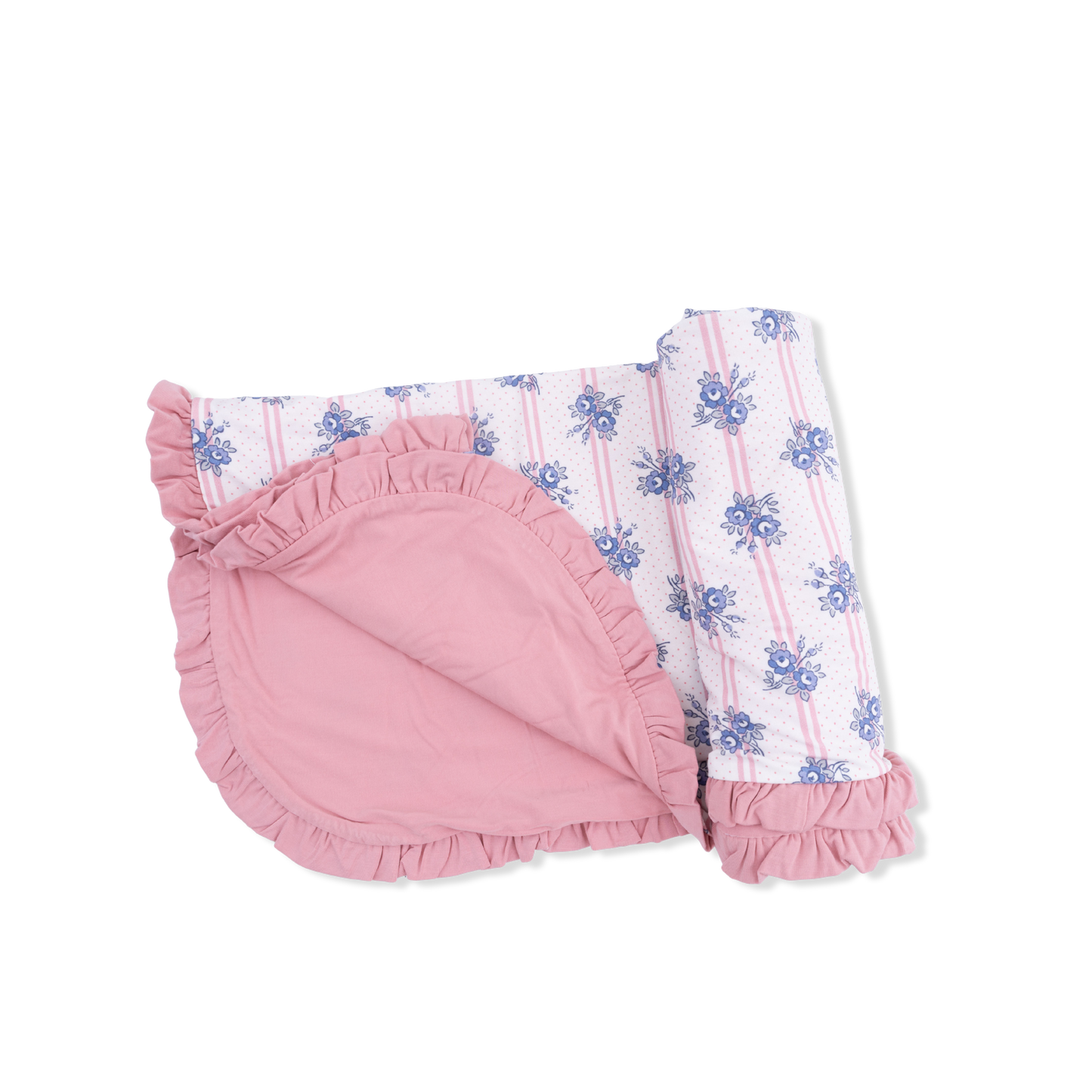 Stripe Dot Roses Ruffle Blanket