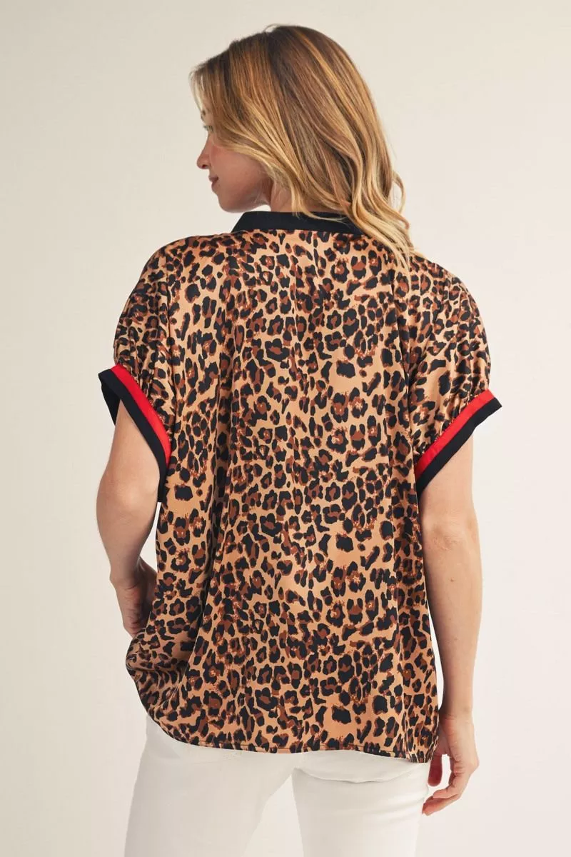 Leopard Contrast Top