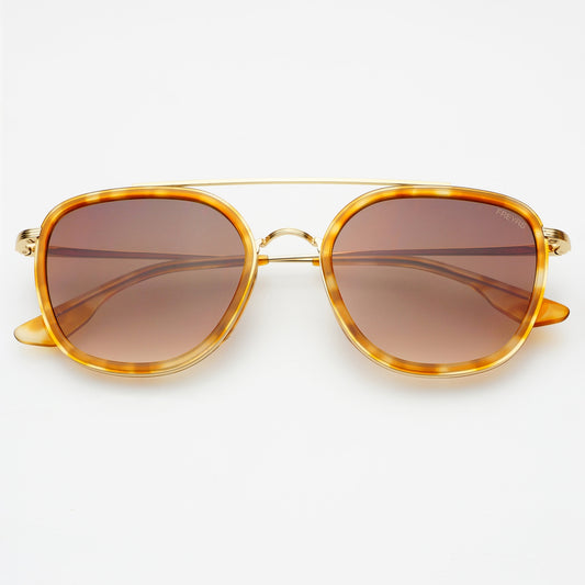 Yellow Tortoise/Brown Weston Round Sunglasses