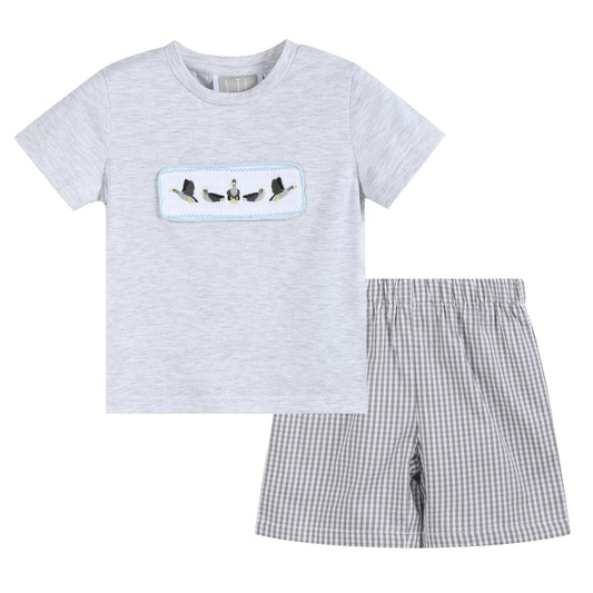 Gray Mallard Smocked Set