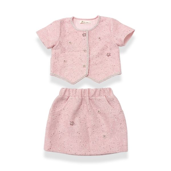 Floral Embellish Tweed Set