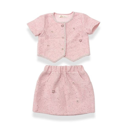Floral Embellish Tweed Set
