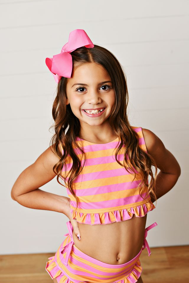 Pink/Orange Stripe Swimsuit
