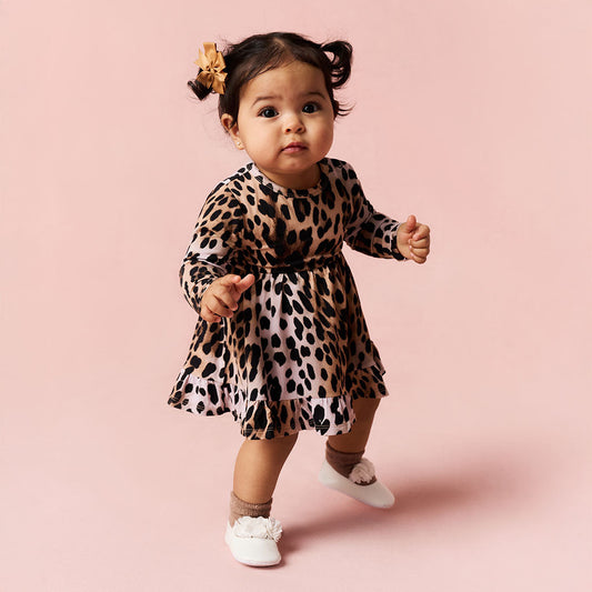 Loretta Leopard Twirl Bodysuit Dress