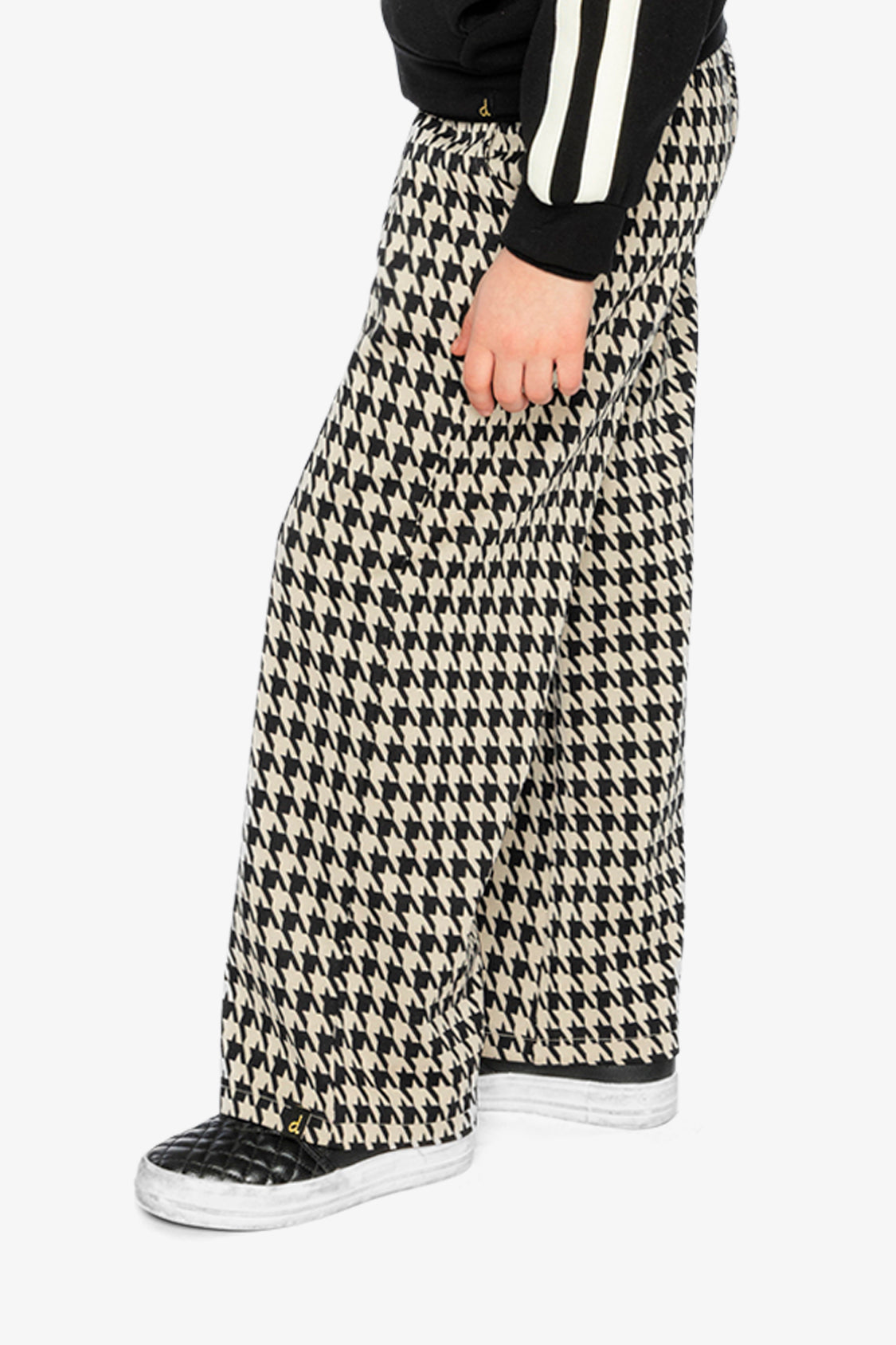 Beige Houndstooth Flare Pants