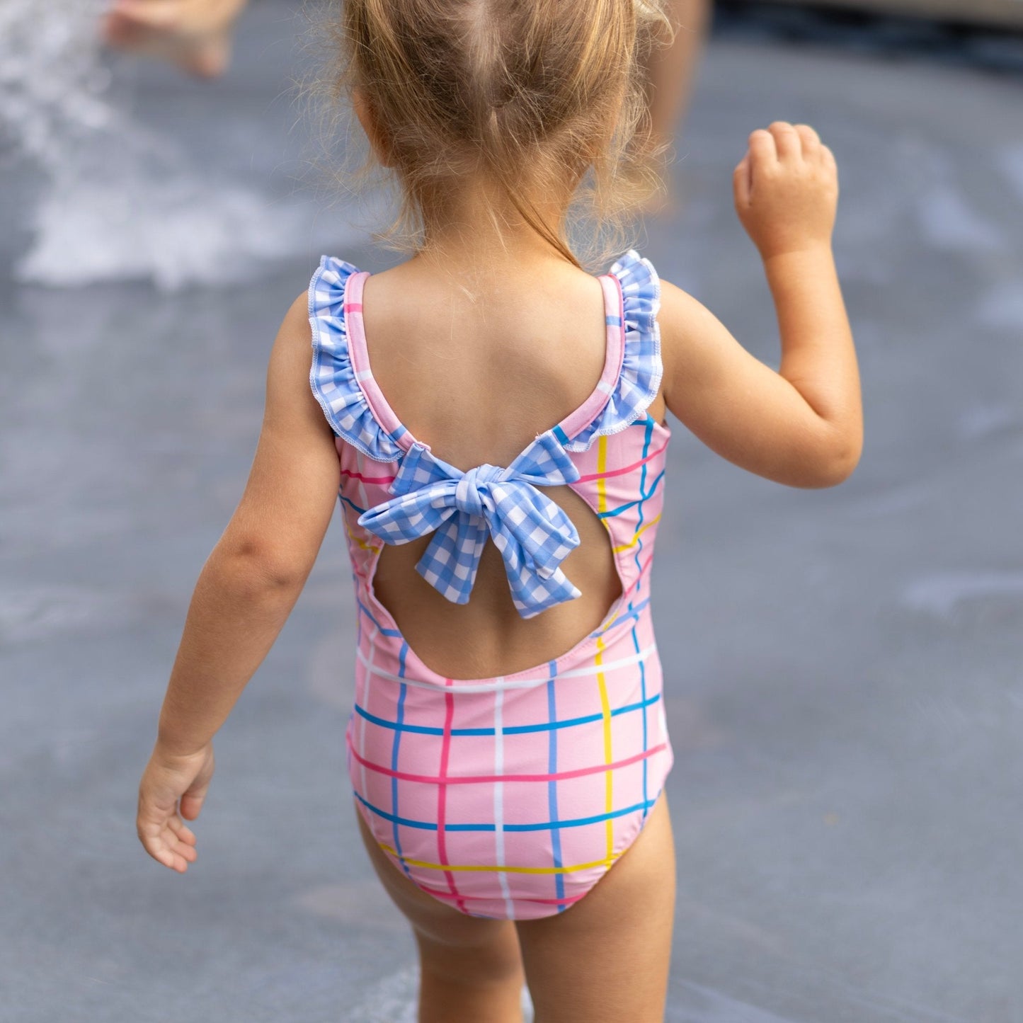 Dreamscape Plaid Bow Back Swimsuit