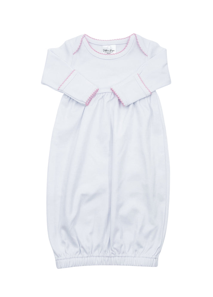 White W/ Pink Picot Trim Gown