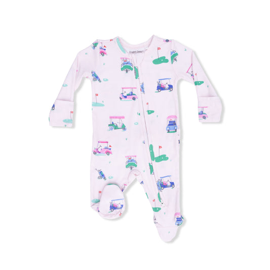 Pink Vintage Golf Cart Zip Footie