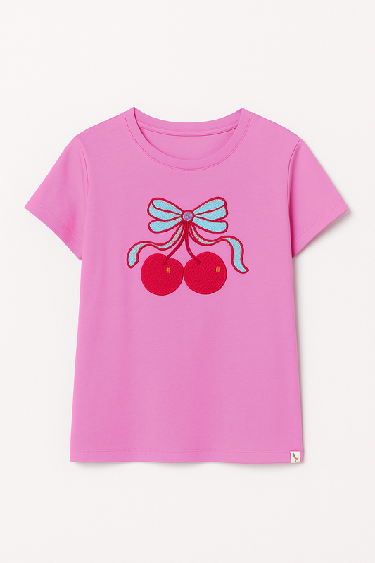Cherry Bow Short Sleeve Tee