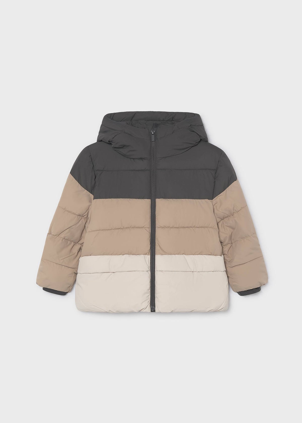 Slate Mixed Fabric Puffer Jacket
