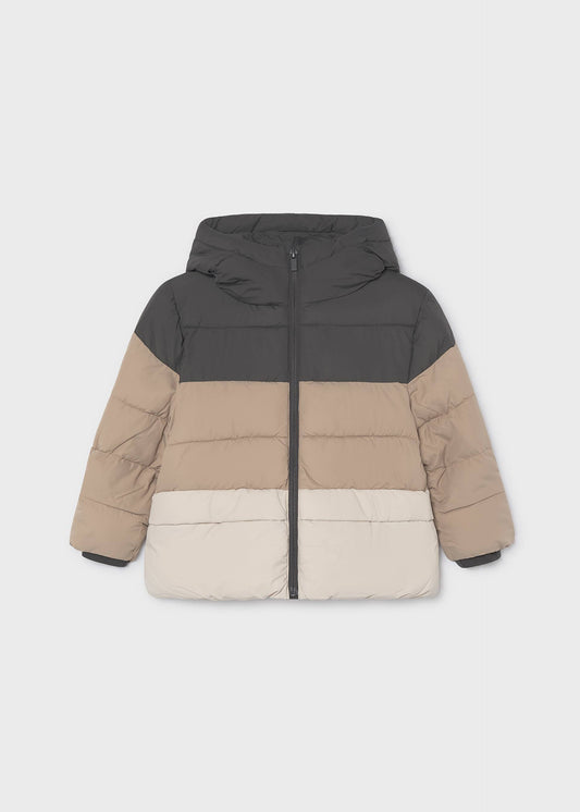 Slate Mixed Fabric Puffer Jacket