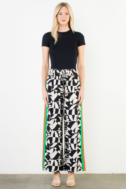 Black And White Smocked Pant