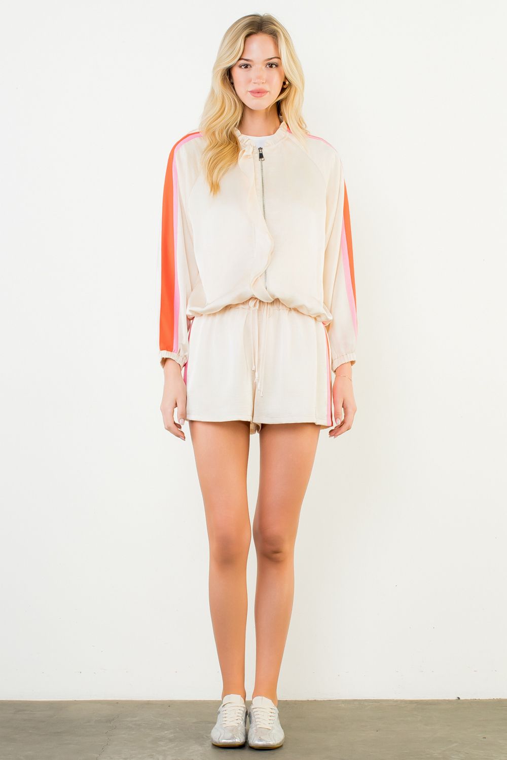 Track Suit Jacket And Short Set - Cream