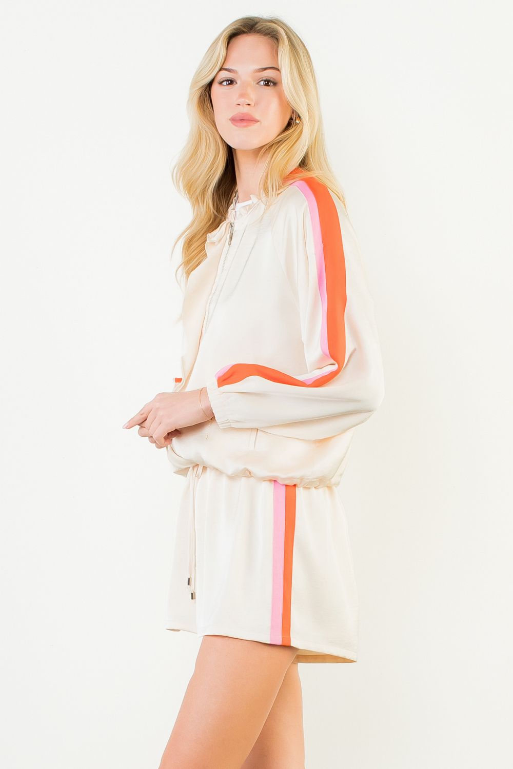 Track Suit Jacket And Short Set - Cream