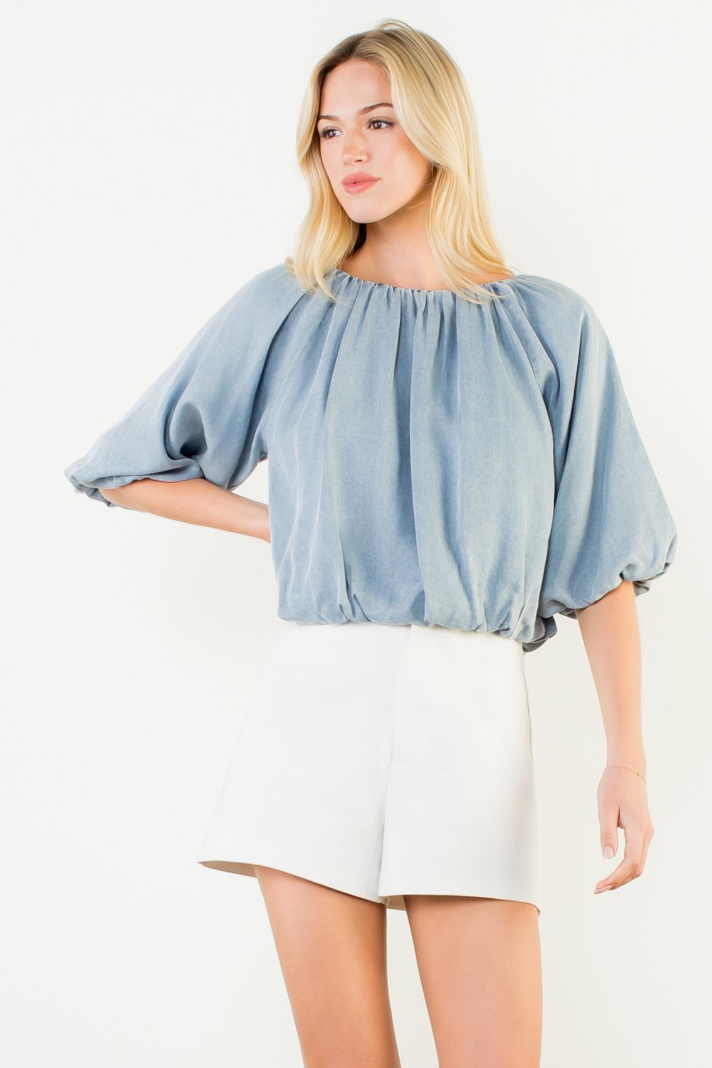 Denim Blue Flowy Top
