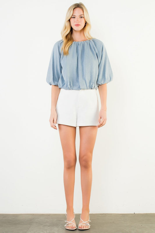 Denim Blue Flowy Top