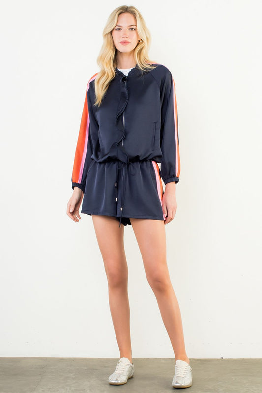 Track Suit Jacket And Short Set - Navy
