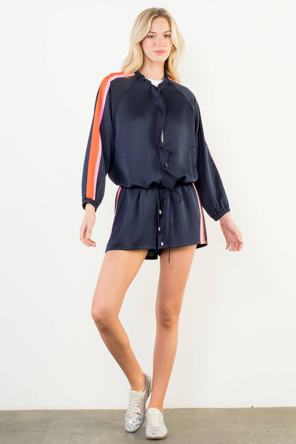 Track Suit Jacket And Short Set - Navy