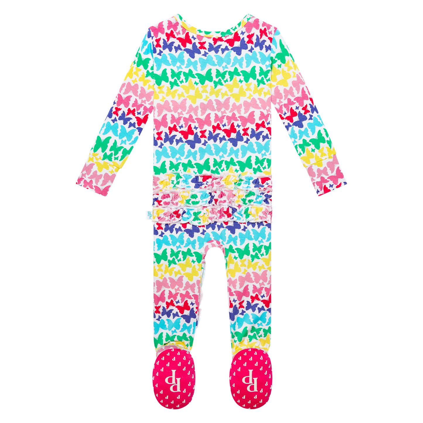 Rainbow Butterfly Ruffle Footie