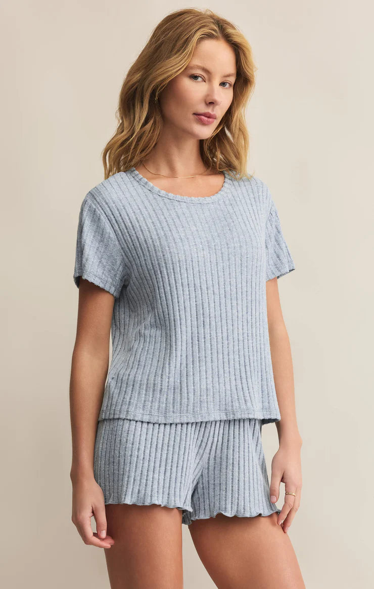 Kara Rib Tee In Light Denim