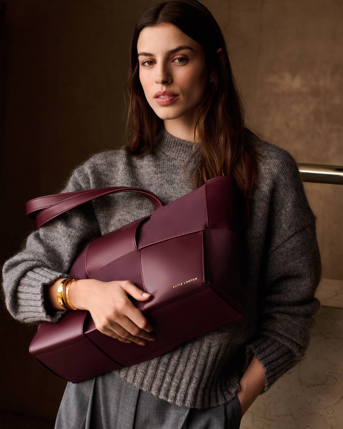 Taya Hand Woven Suedette Tote Bag - Cherry