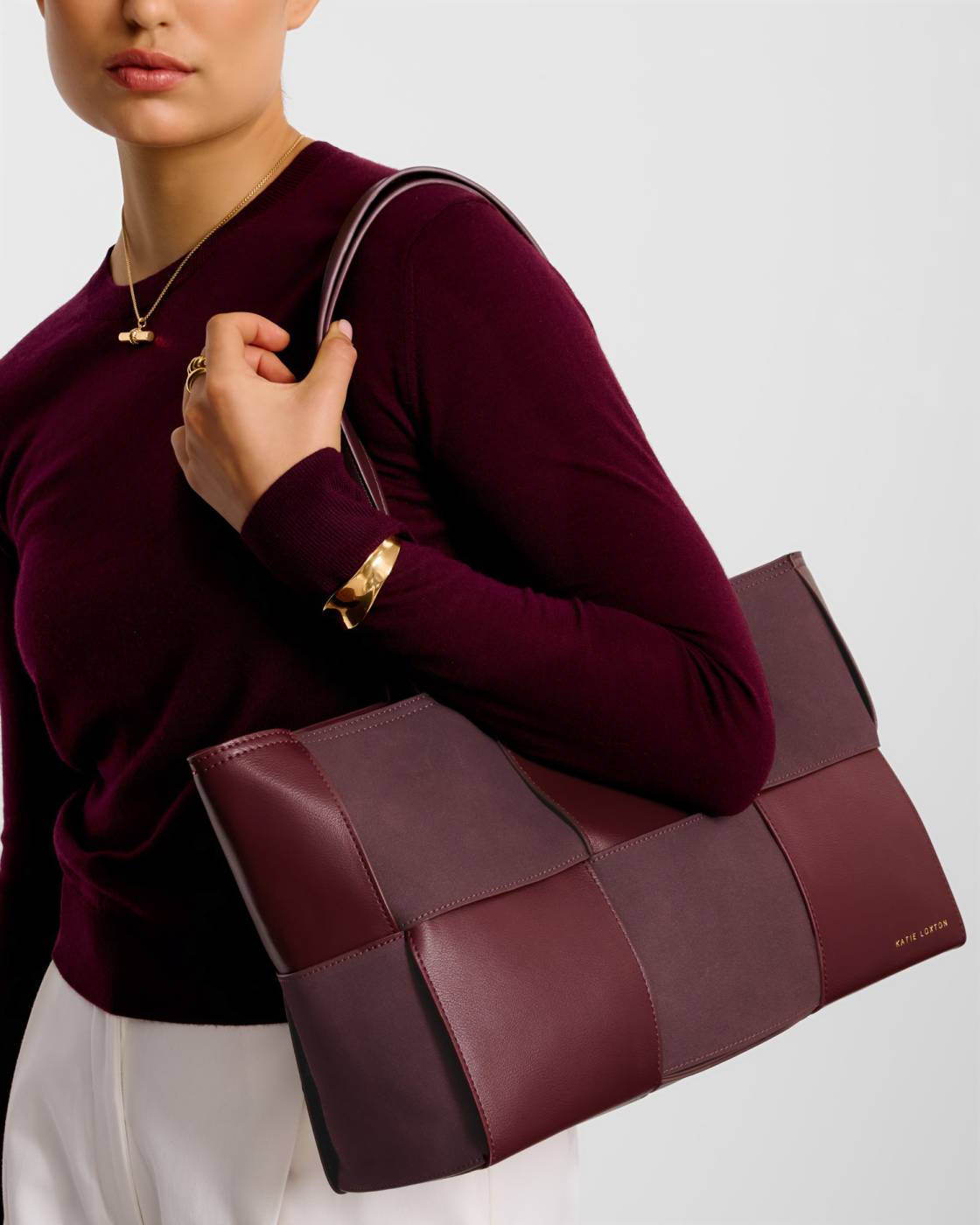 Taya Hand Woven Suedette Tote Bag - Cherry